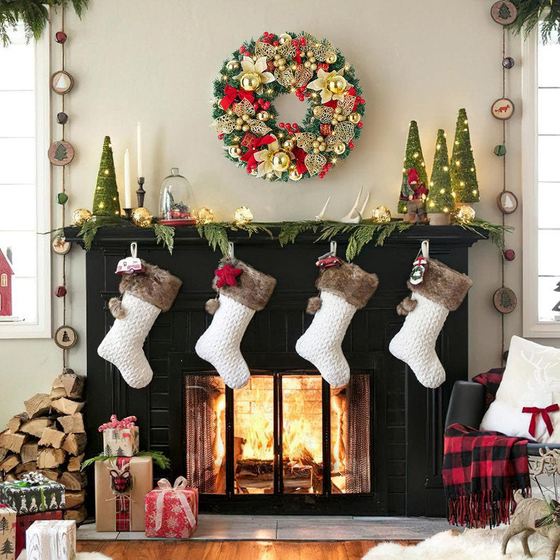 24" Artificial Christmas Wreath as a festive door display