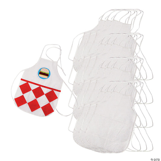 19" DIY Kids White Nonwoven Aprons with Ties - 12 Pc. | USA Decoration®