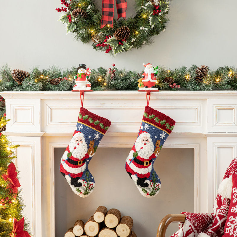 19.00"L Hooked Stocking, Santa