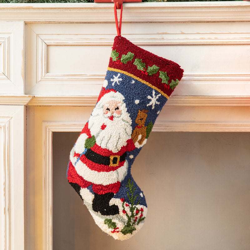 19.00"L Hooked Stocking, Santa
