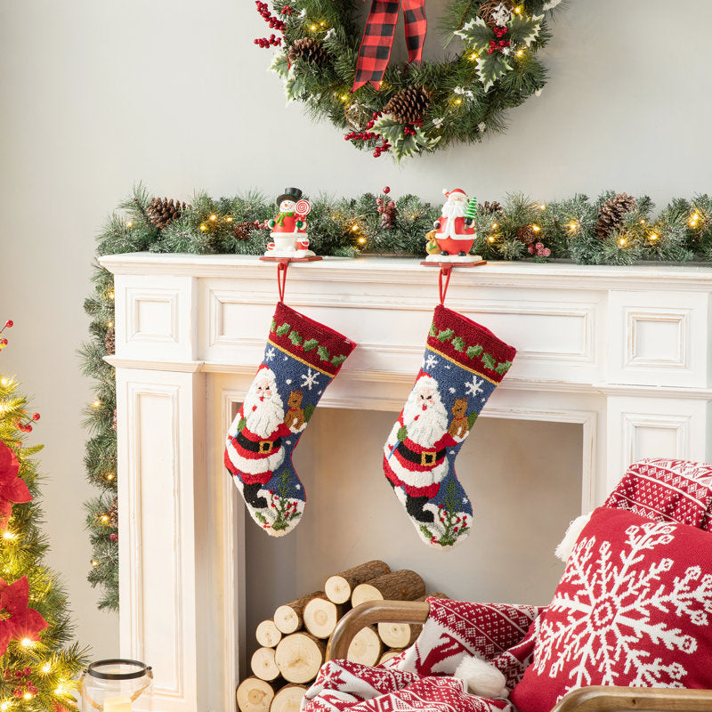 19.00"L Hooked Stocking, Santa