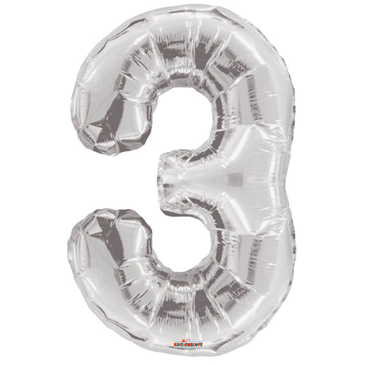 34 inch NUMBER 3 - KALEIDOSCOPE - SILVER | USA Decoration®