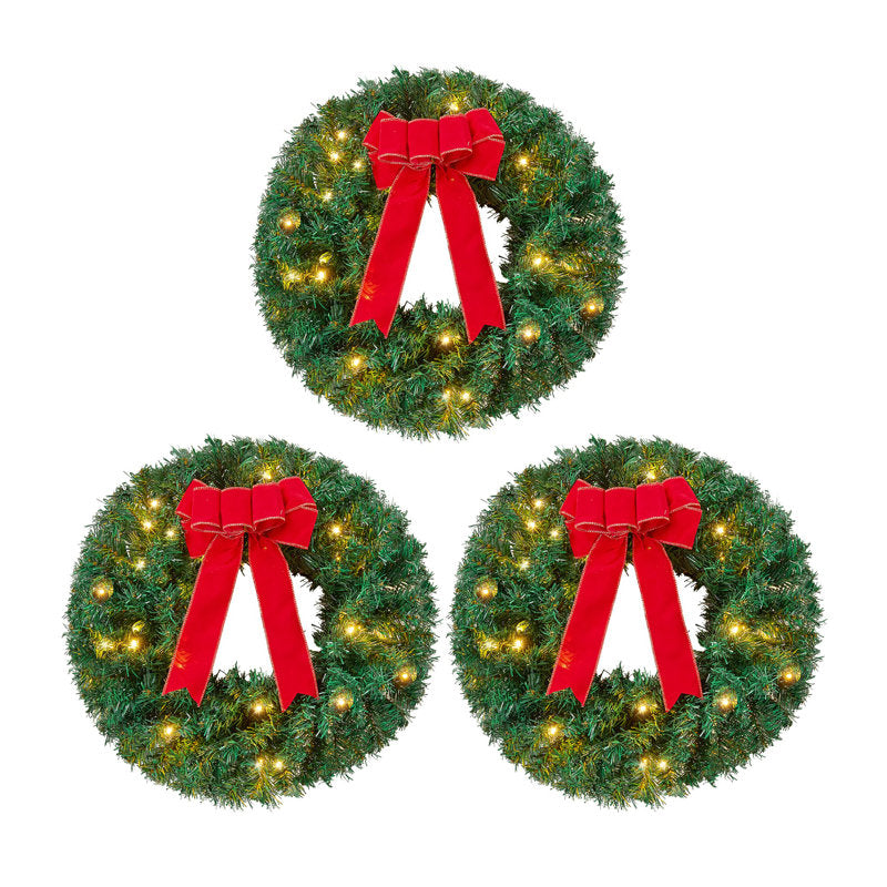 19" Pre-Lit Christmas Wreath as a festive door display