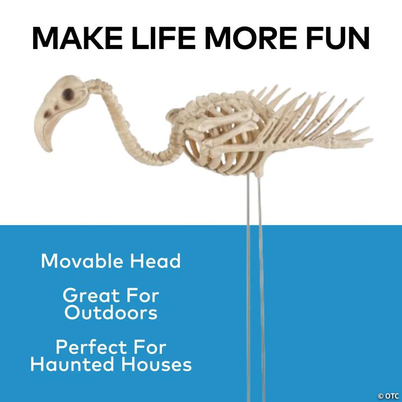 19 3/4" x 26" Flamingo Skeleton Halloween Outdoor Yard Decoration