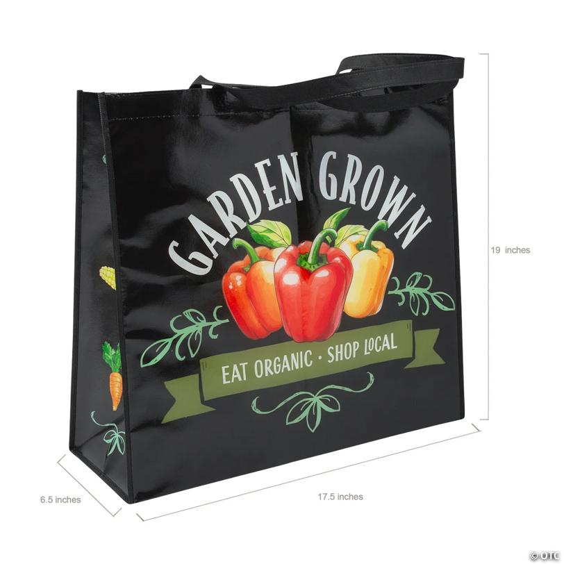 19" x 17 1/2" Large Farmer's Market Garden Grown Laminated Nonwoven Shopper Tote Bag