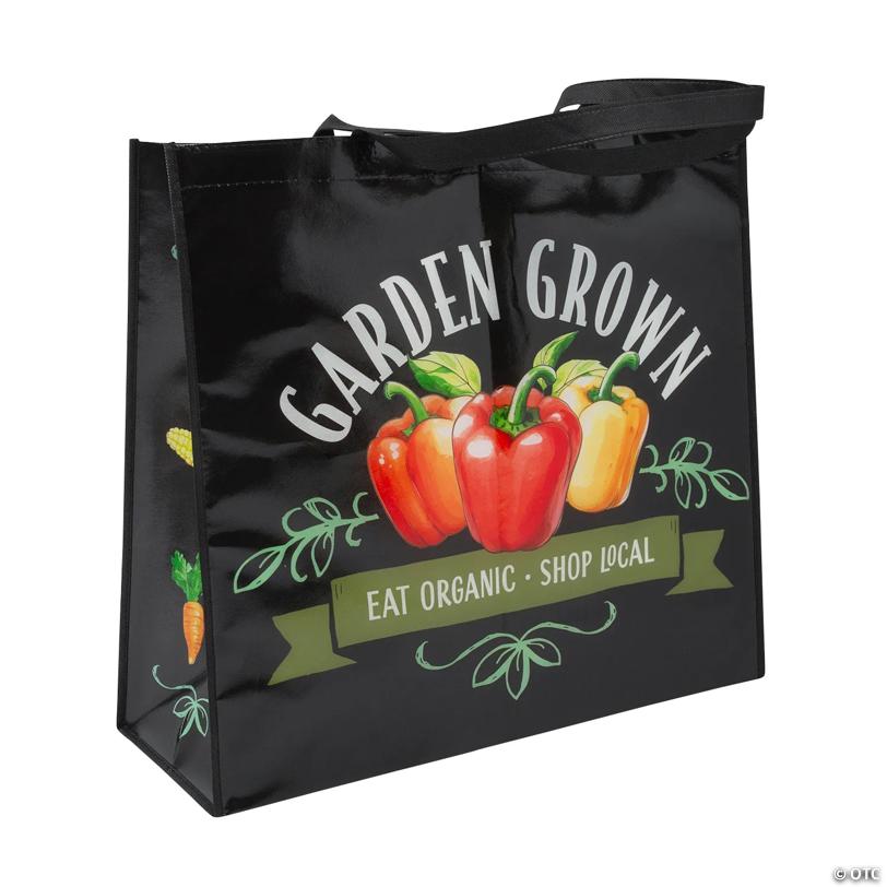 19" x 17 1/2" Large Farmer's Market Garden Grown Laminated Nonwoven Shopper Tote Bag