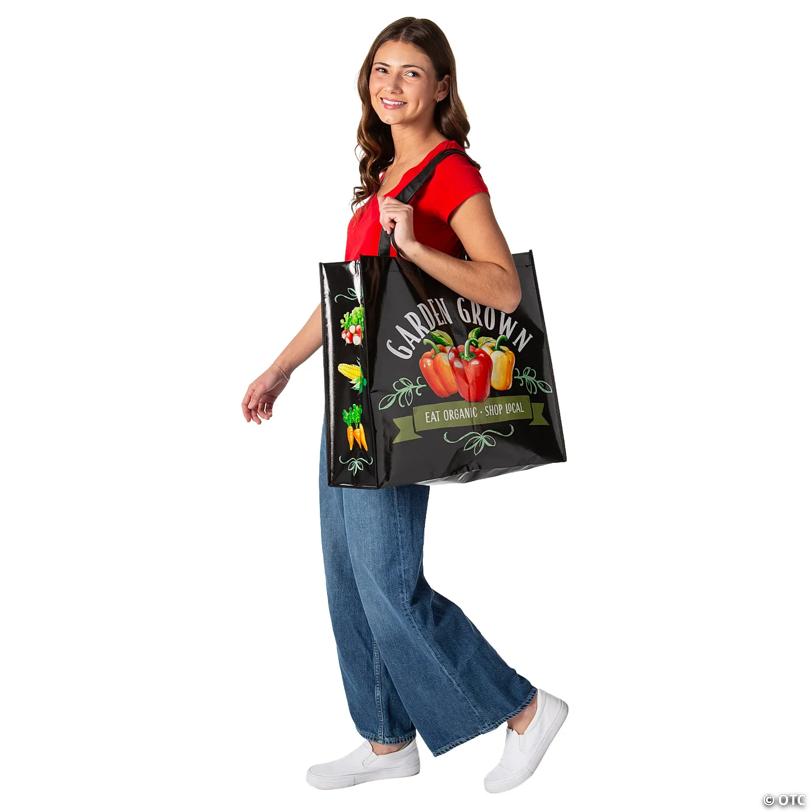 19" x 17 1/2" Large Farmer's Market Garden Grown Laminated Nonwoven Shopper Tote Bag