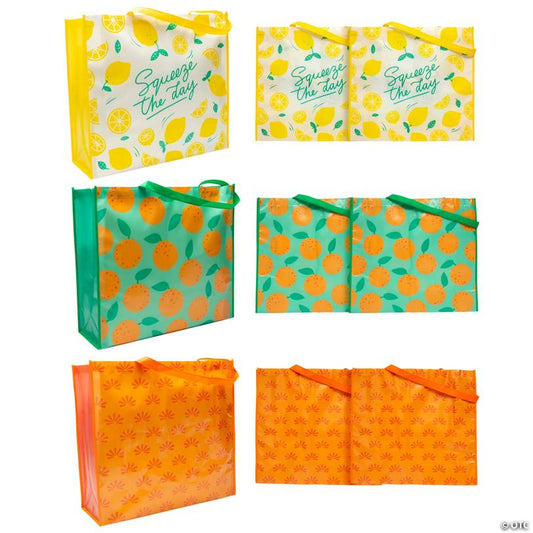 19" x 17 1/2" Large Summer Fruits Laminated Shopper Tote Bags - 6 Pc.