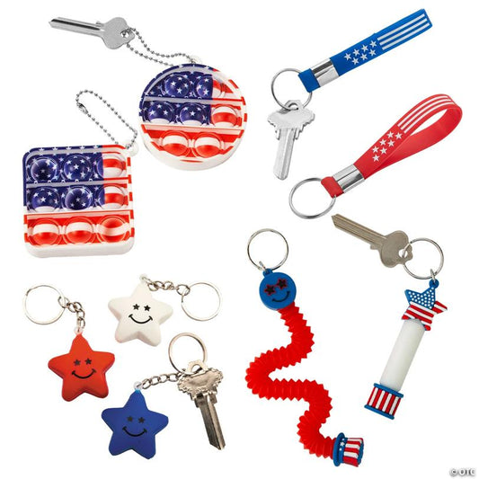 1 1/2" – 4" Bulk 48 Pc. Patriotic Keychain Assortment