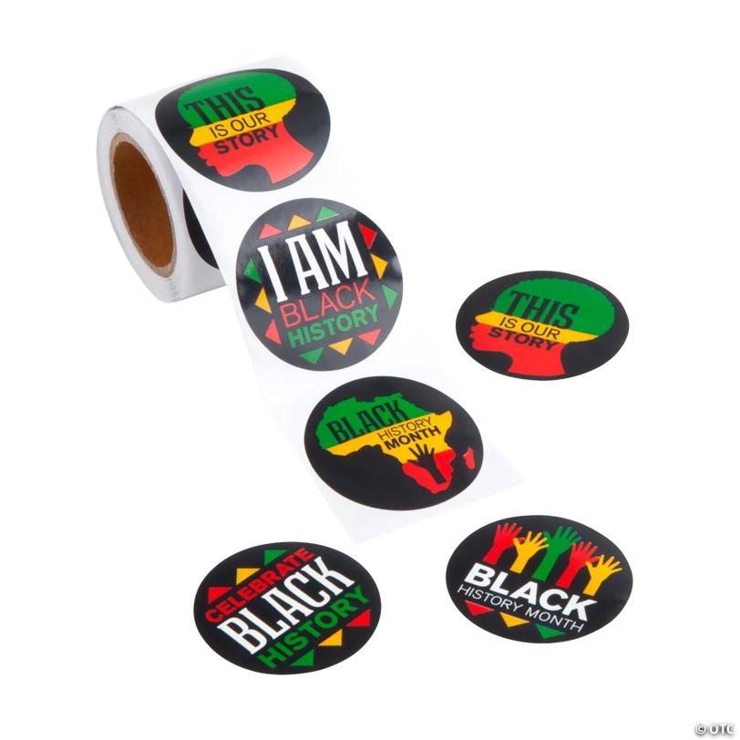 1 1/2" Black History Month Paper Stickers - 100 Pc.