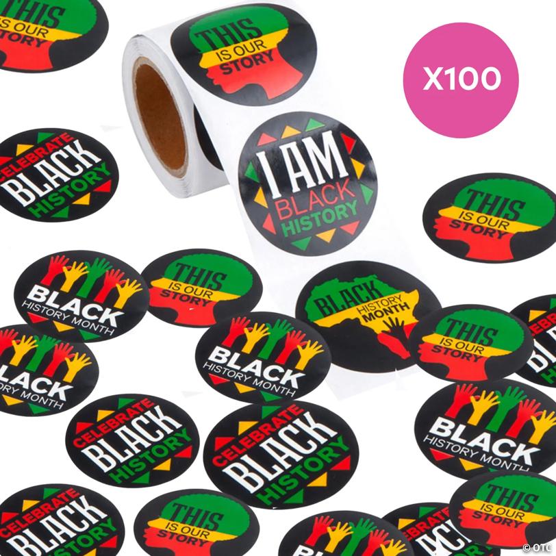 1 1/2" Black History Month Paper Stickers - 100 Pc.
