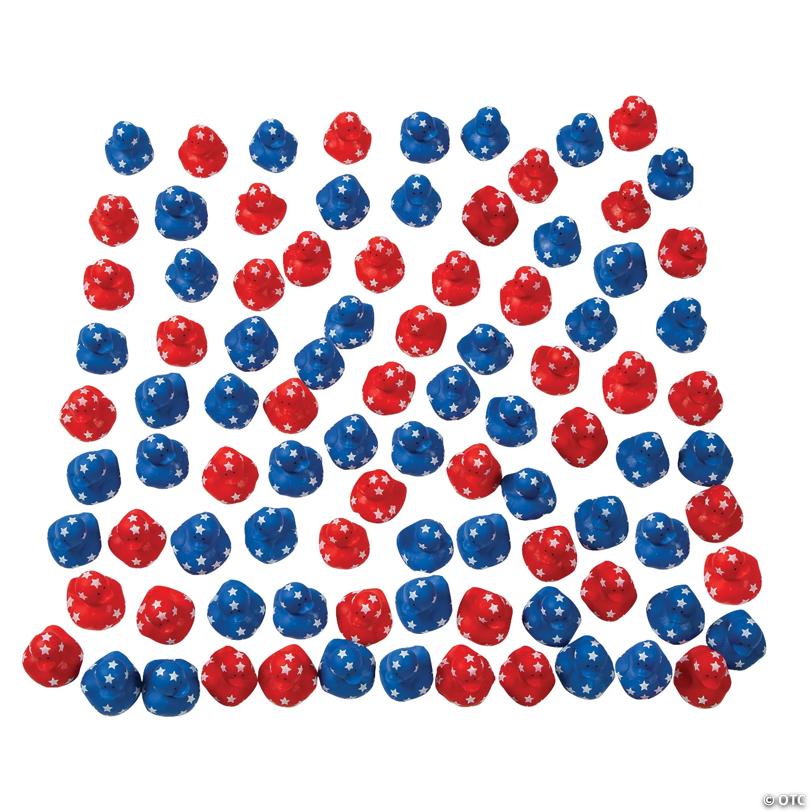 1 1/2" Bulk 120 Pc. Mini Patriotic Red & Blue Vinyl Rubber Duck Assortment