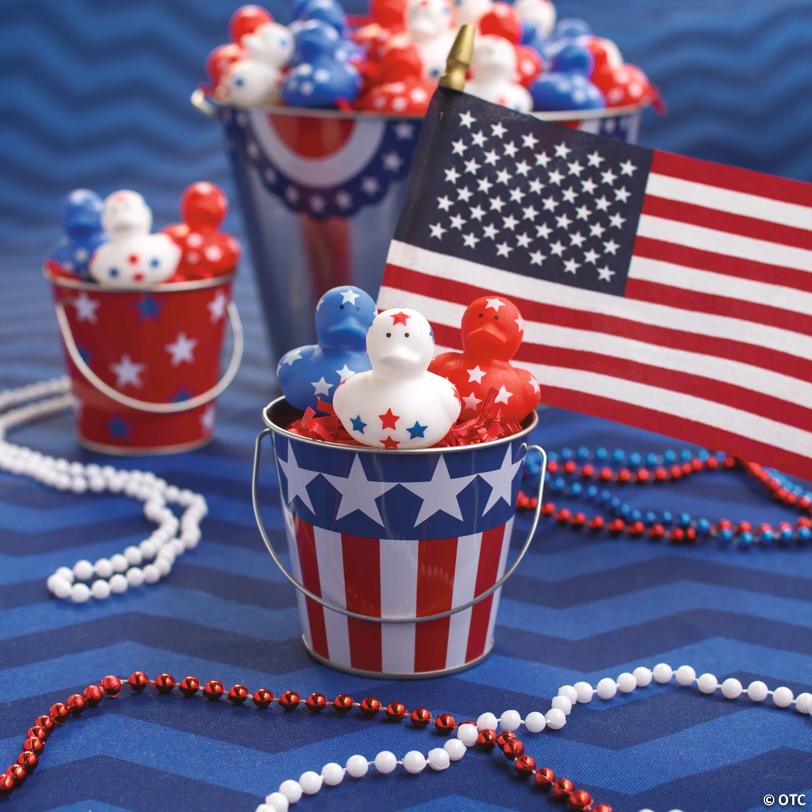 1 1/2" Bulk 120 Pc. Mini Patriotic Red & Blue Vinyl Rubber Duck Assortment