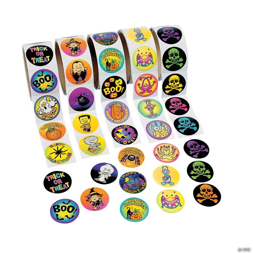 1 1/2" Bulk 500 Pc. Halloween Creatures Roll Sticker Assortment | USA Decoration®