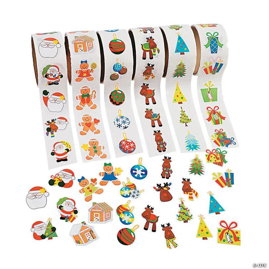 1 1/2" Bulk 600 Pc. Christmas Characters & Icons Paper Sticker Roll Assortment | USA Decoration®