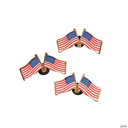 1 1/2" Bulk 72 Pc. Double American Flag Patriotic Metal Pins