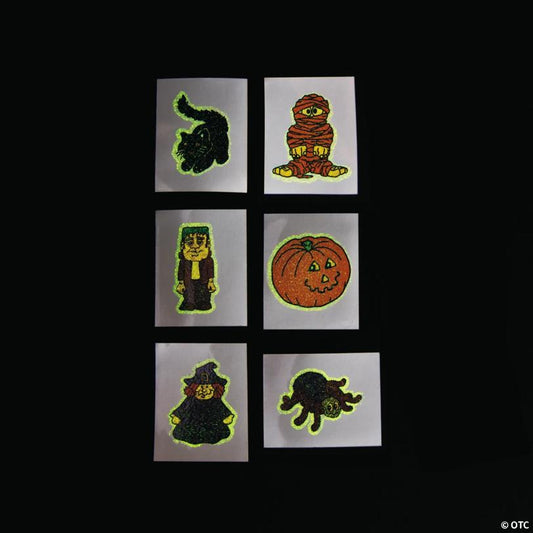 1 1/2" Bulk 72 Pc. Halloween Glow-in-the-Dark Temporary Tattoos