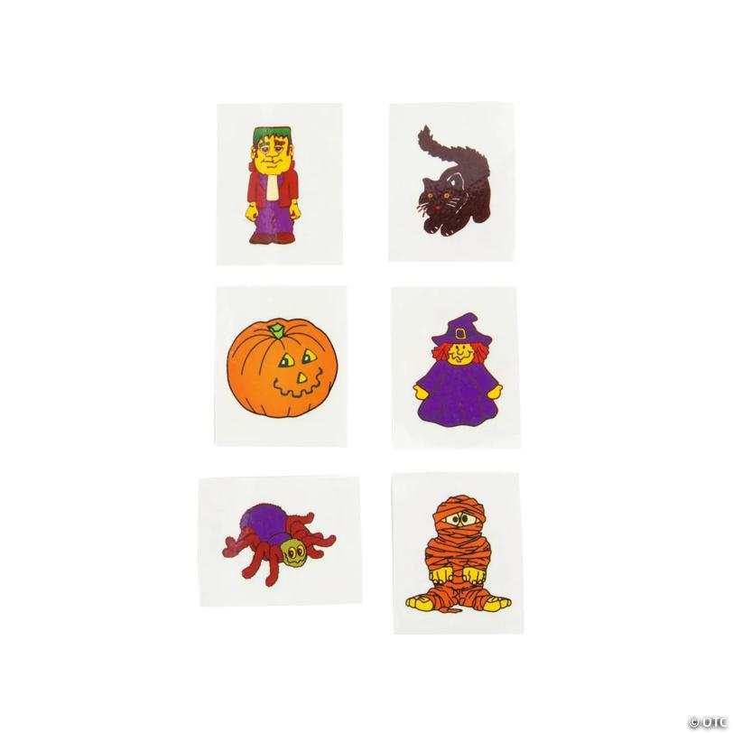 1 1/2" Bulk 72 Pc. Halloween Glow-in-the-Dark Temporary Tattoos