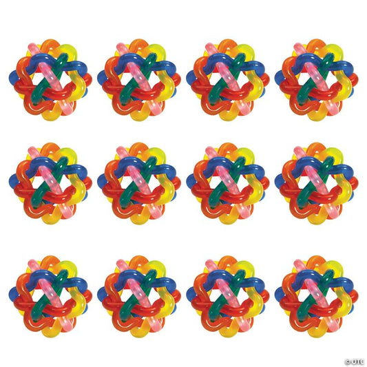 1 1/2" Colorful Transparent Intertwined Balls - 12 Pc.
