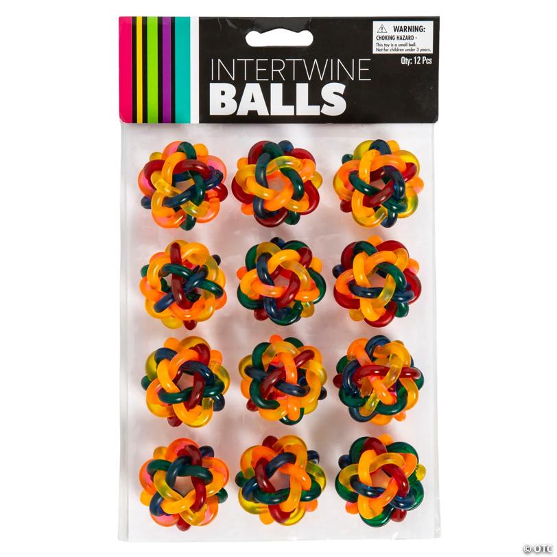 1 1/2" Colorful Transparent Intertwined Balls - 12 Pc.