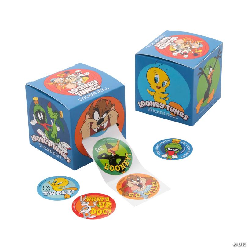 1 1/2" Looney Tunes™ Sticker Roll with Dispenser - 100 Pc.