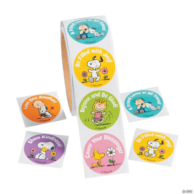 1 1/2" Peanuts Snoopy & Friends Inspirational Sticker Roll - 100 Pc.