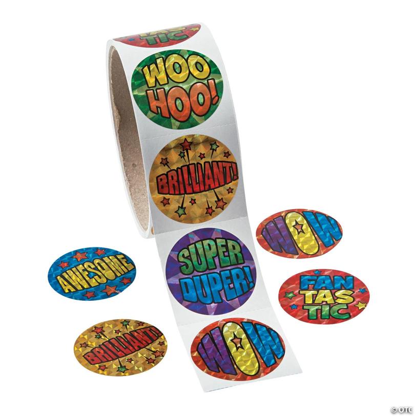 1 1/2" Prismatic Motivational Incentive Paper Sticker Roll - 100 Pc. | USA Decoration®