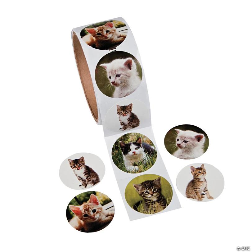 1 1/2" Realistic Cat Photo Paper Sticker Roll – 100 Pc. | USA Decoration®