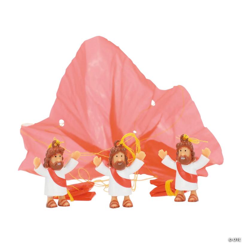 1 1/2" Religious Mini Jesus Figure Parachute Toys - 12 Pc.