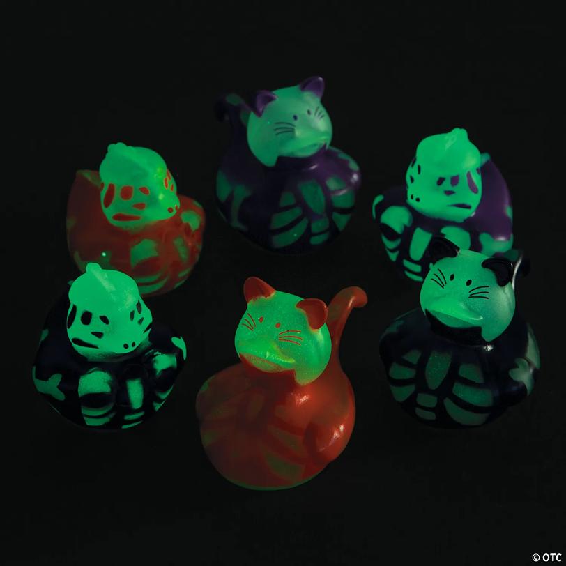 1 1/2" - 2" Bulk 50 Pc. Glow-in-the-Dark Halloween Skeleton Rubber Duck Assortment