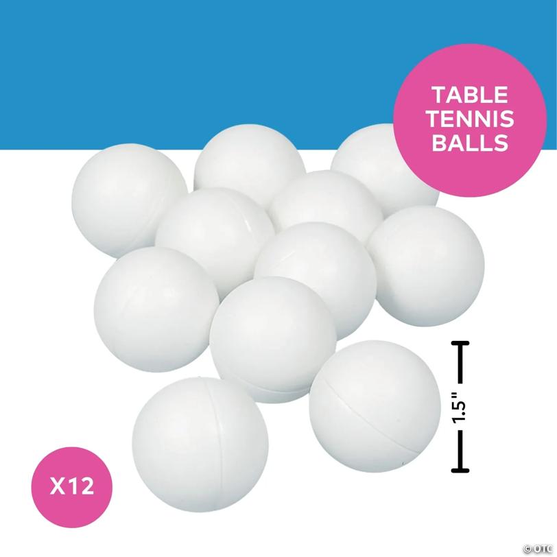 1 1/2" diam. White Plastic Table Tennis Balls - 12 Pc.