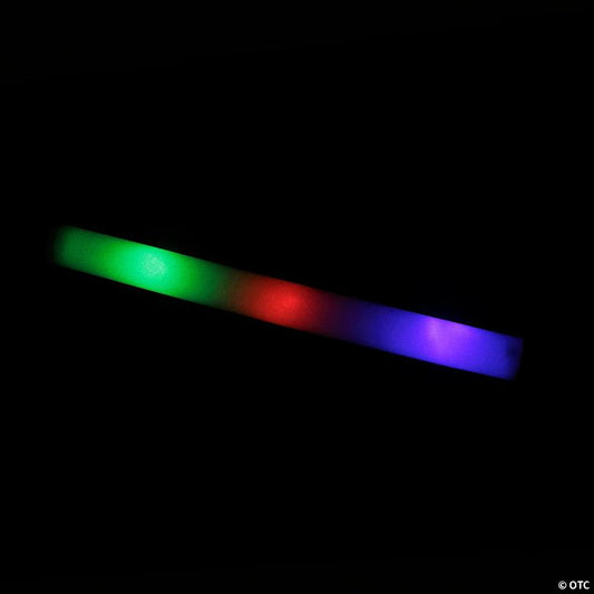 1 1/2" x 18 1/2" LED Multicolor 18-bulb Foam Glow Sticks - 12 Pc.