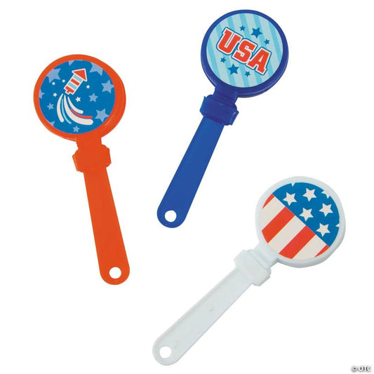 1 1/2" x 4" Bulk 48 Pc. Mini Patriotic USA Plastic Clappers