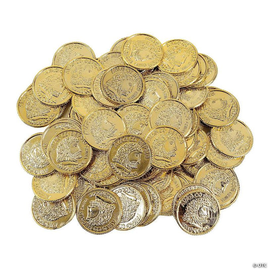 1 1/4" Bulk 144 Pc. Greek Design Shiny Gold Plastic Coins