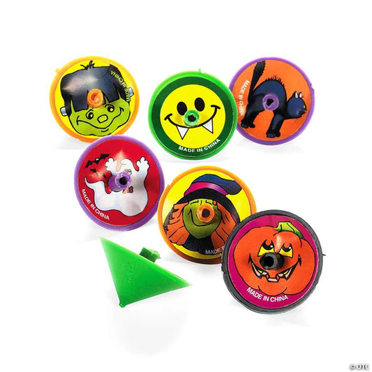 1 1/4" Bulk 144 Pc. Mini Halloween Monster Characters Spin Tops