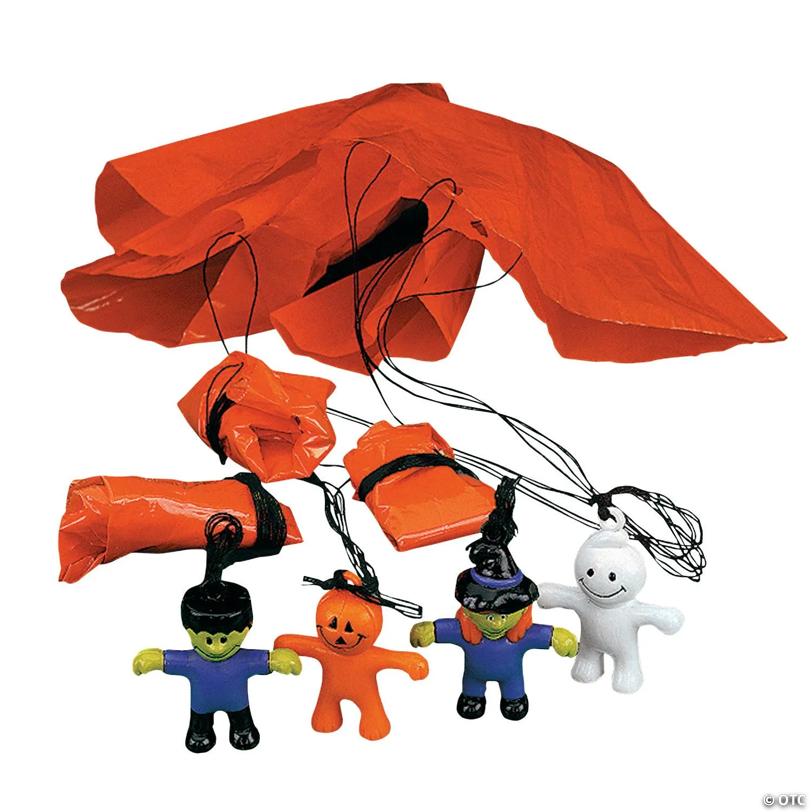 1 1/4" Bulk 48 Pc. Mini Halloween Character Vinyl Paratroopers