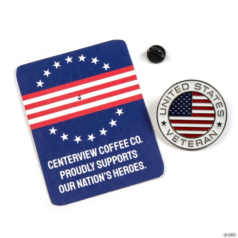 1 1/4" Bulk Patriotic Thank a Veteran Metal Pins on Personalized Card for 48