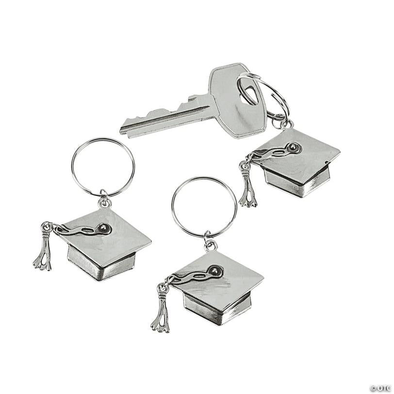 1 1/4" Graduation Mortarboard Metal Keychains - 12 Pc. | USA Decoration®