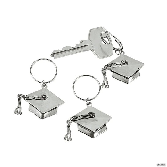 1 1/4" Graduation Mortarboard Metal Keychains - 12 Pc. | USA Decoration®
