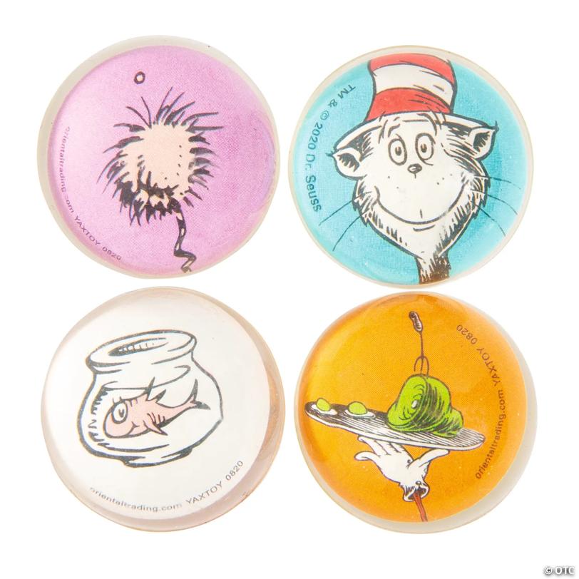 1 1/4" Mini Dr. Seuss™ Rubber Bouncy Balls - 24 Pc.