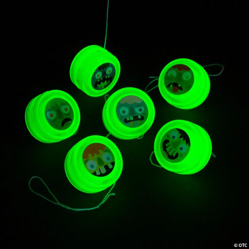 1 1/4" Mini Glow-in-the-Dark Zombie Plastic YoYos - 36 Pc.
