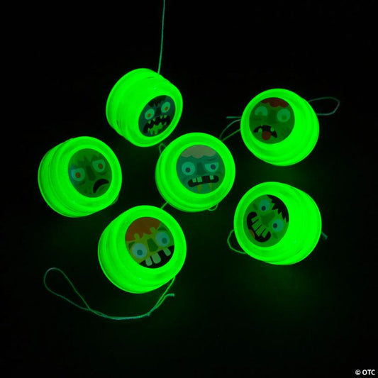 1 1/4" Mini Glow-in-the-Dark Zombie Plastic YoYos - 36 Pc.