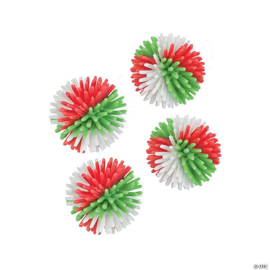 1 1/4" Mini Holiday Red, Green & White Vinyl Porcupine Balls - 36 Pc.