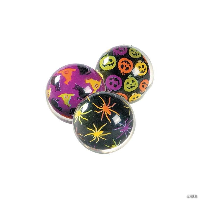 1 1/4" Mini Iconic Halloween Rubber Bouncy Ball Assortment - 12 Pc.