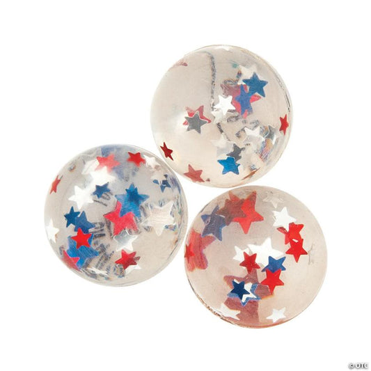 1 1/4" Mini Patriotic Star Rubber Bouncy Balls - 12 Pc.