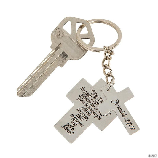 1 1/4" - 1 1/2" Religious Graduation Crosses Metal Keychains - 12 Pc. | USA Decoration®