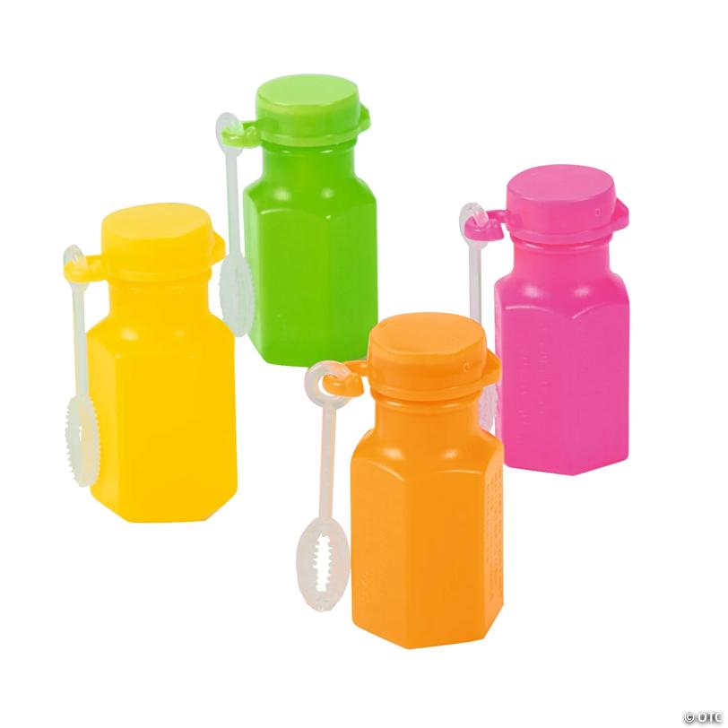 1 3/4" 3 oz. Bulk 48 Pc. Mini Hexagon Neon Plastic Bubble Bottles
