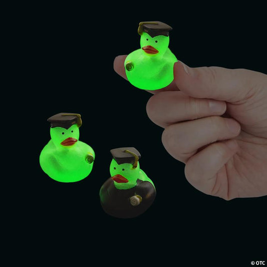 1 3/4" Mini Glow-in-the-Dark Graduation Novelty Rubber Ducks - 24 Pc.