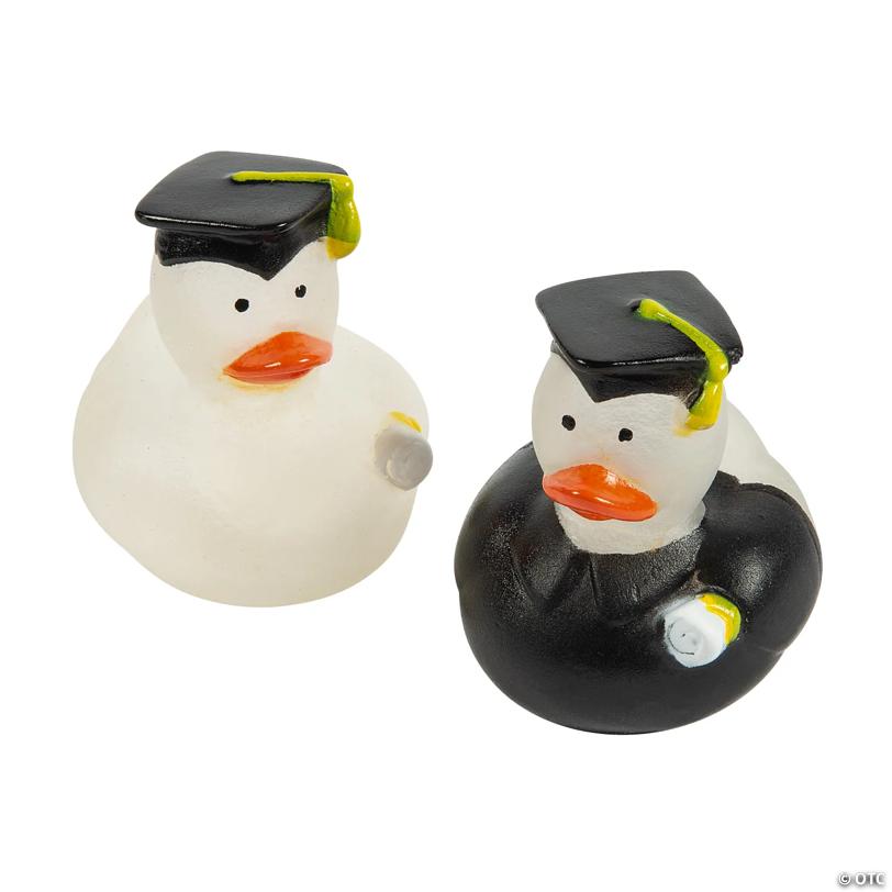 1 3/4" Mini Glow-in-the-Dark Graduation Novelty Rubber Ducks - 24 Pc.