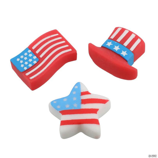 1 3/4" Mini Patriotic Hat, Flag & Star Mochi Squishy Rubber Stress Toys - 12 Pc.